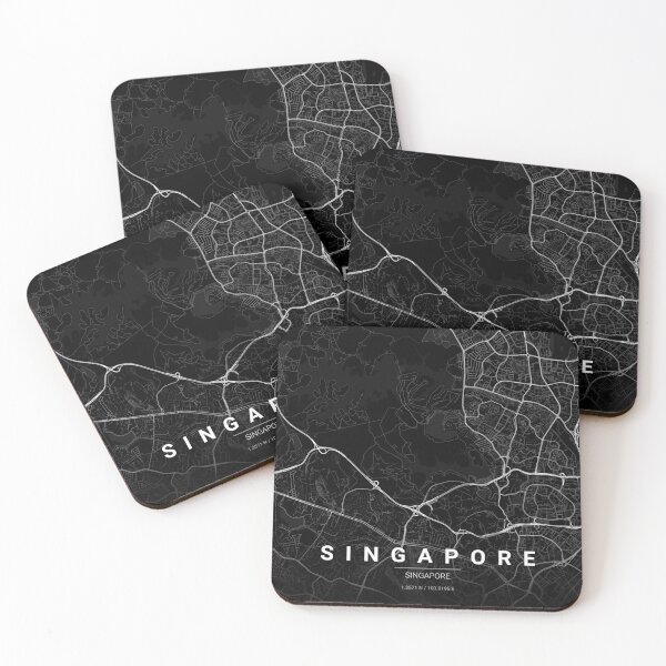 Artikelvorschau, Singapur-Stadtplan als Kunstdruck | Minimalistischer Stadtplan im Noir-Stil | Singapur-Wandposter entworfen und verkauft von Lovely Maps.