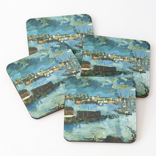 Item preview, Stockholm Harbour, 1920 - Impressionist Painting Harbor Cityscape for Classic Art Lovers designed and sold by RickE.