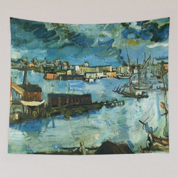 Item preview, Stockholm Harbour, 1920 - Impressionist Painting Harbor Cityscape for Classic Art Lovers designed and sold by RickE.