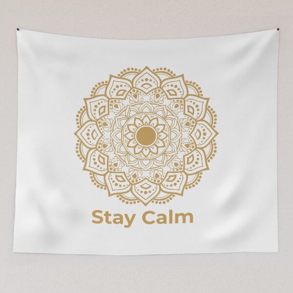 Item preview, Gold Mandala Stay Calm Zen Meditation Art designed and sold by MidhwikaDesigns.