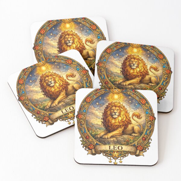 Item preview, Leo Zodiac Stained Glass – Vintage Astrology Ram Art designed and sold by Karszul.