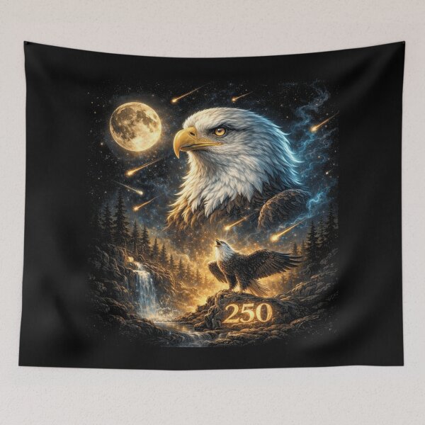 Item preview, Eagle Howling to The Moon Vintage 90s Retro Eagle 250 Years Of Freedom designed and sold by will freed18.