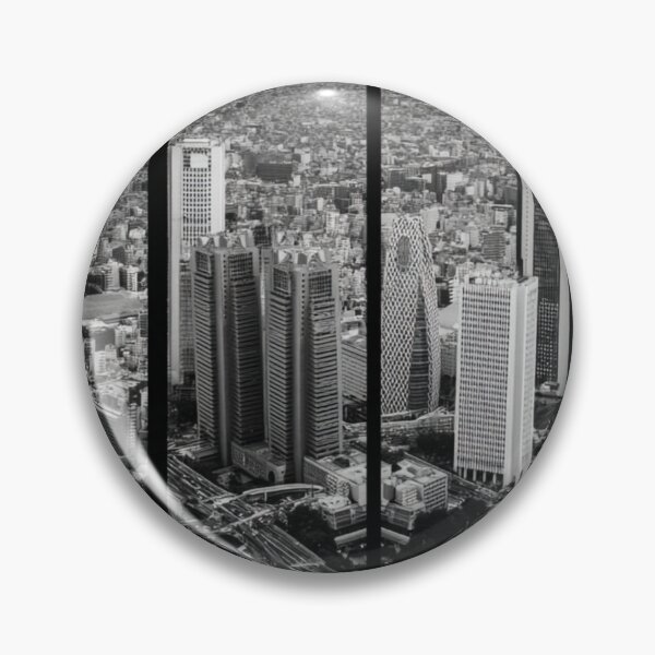 Item preview, Tokyo Shinjuku Cityscape – 4‑Panel Segmented Urban Skyline (Black & White) designed and sold by ARbyCharlie.