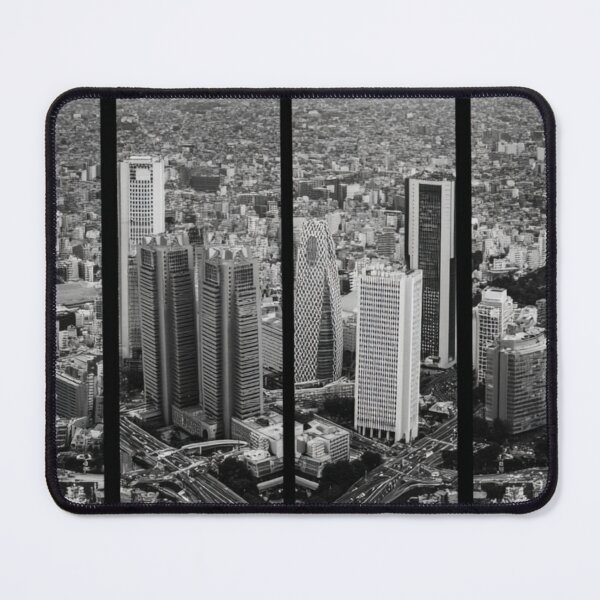 Item preview, Tokyo Shinjuku Cityscape – 4‑Panel Segmented Urban Skyline (Black & White) designed and sold by ARbyCharlie.