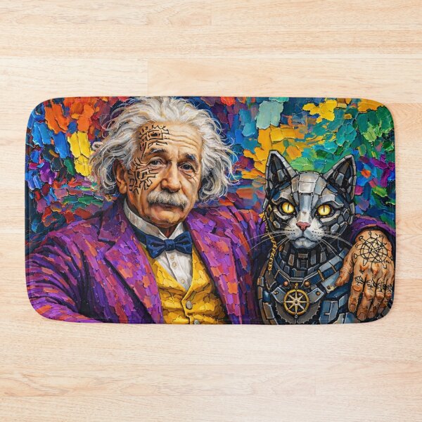 Item preview, Modern Einstein Portrait with Robot Cat designed and sold by McZerrill.