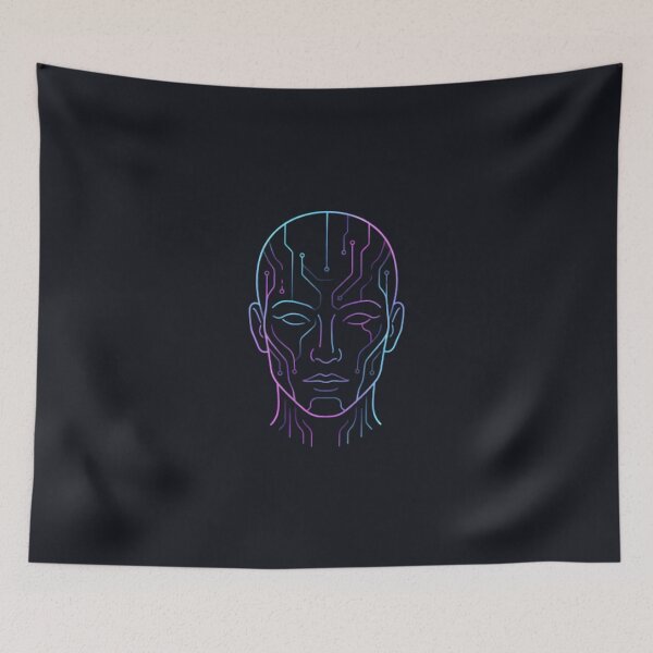Item preview, Minimalist Cyberpunk AI Neon Line Art - Futuristic Tech Design designed and sold by MCV-Designs.