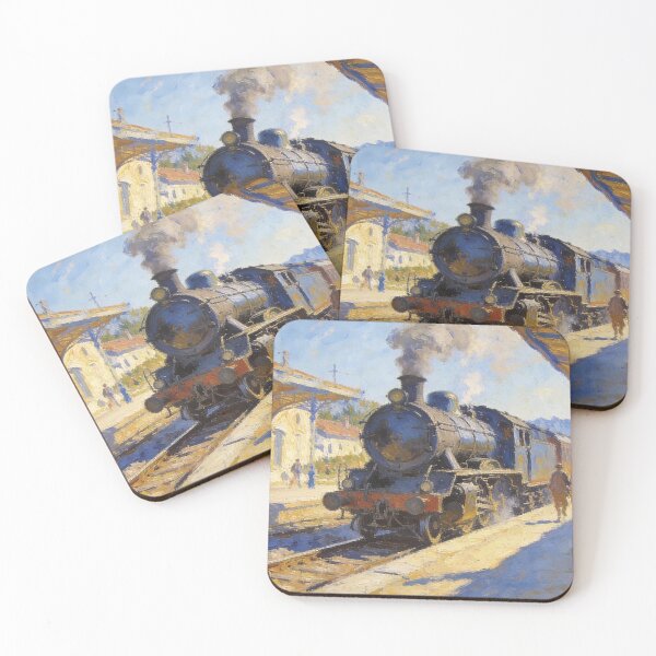 Item preview, Charming Train Station Platform Scenes, Impressionist Railway Wall Art Print designed and sold by BlareBlare.
