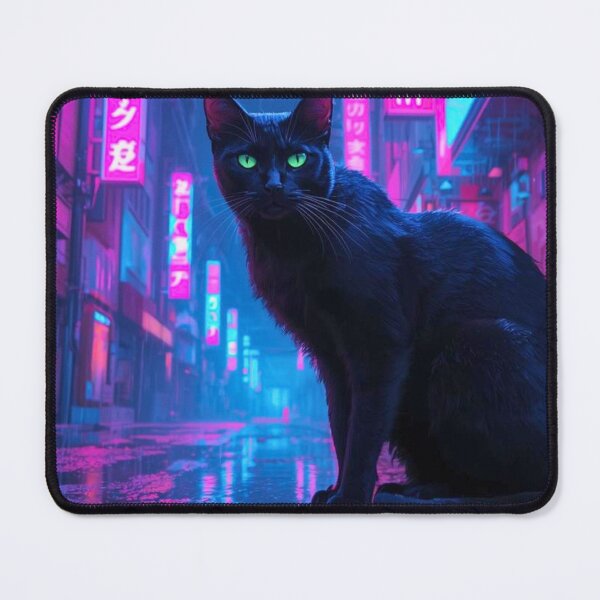 Item preview, Cyberpunk Neon Cat in Tokyo Rain designed and sold by FredyDesignHub.