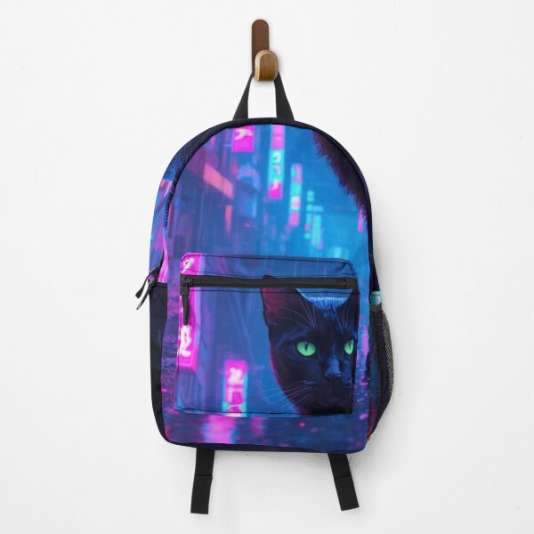 Item preview, Cyberpunk Neon Cat in Tokyo Rain designed and sold by FredyDesignHub.