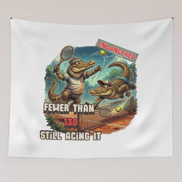 Item preview, Philippine crocodile in danger playing tennis- less than 130 still sailing designed and sold by Nature & Moustaches.