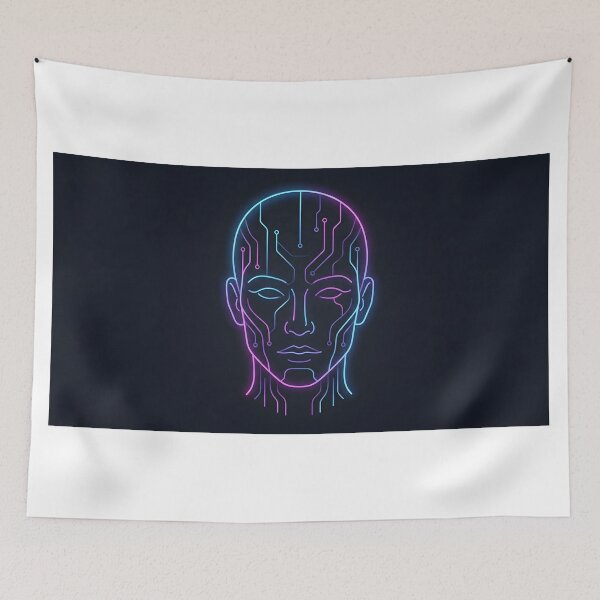 Item preview, Glow of Intelligence - Minimalist Neon AI Circuit Portrait designed and sold by MCV-Designs.