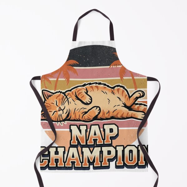 Aperçu de l'œuvre T-shirt rétro vintage « Champion de la sieste » avec un chat rigolo (mème) - Cadeau idéal pour les amoureux des chats créée et vendue par Drukzone.