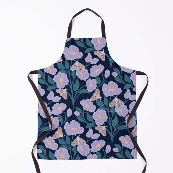Item preview, violet flowers and moths seamless pattern designed and sold by Feral Lines Studio .