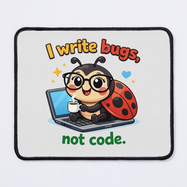 Item preview, I write bugs, not code. designed and sold by Itai Doshin.