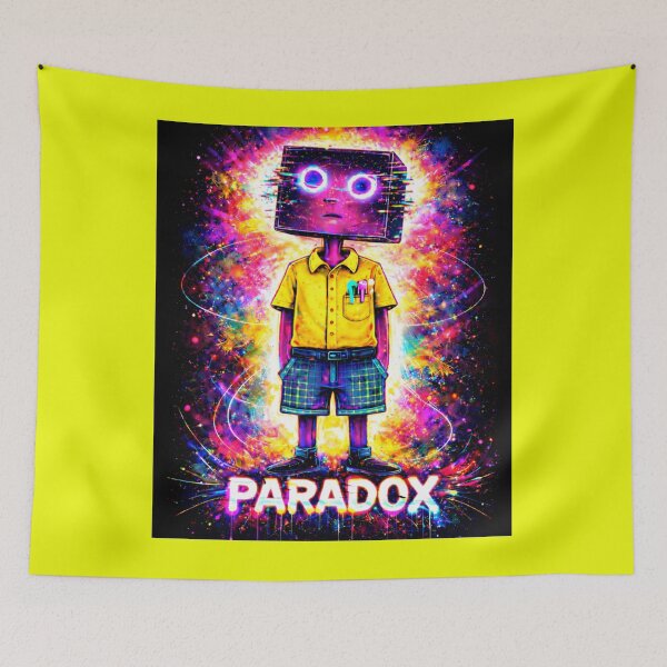 Item preview, Neon Glitch Paradox Robot Boy in Vibrant Explosion designed and sold by ZunZunArt.