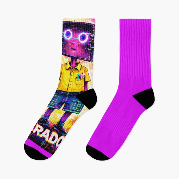 Item preview, Neon Glitch Paradox Robot Boy in Vibrant Explosion designed and sold by ZunZunArt.