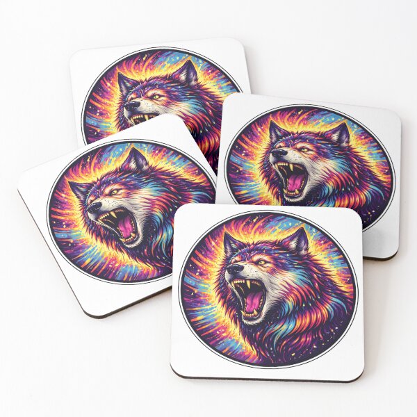 Item preview, Colorful Neon Wolf Sticker designed and sold by MiteiArt.