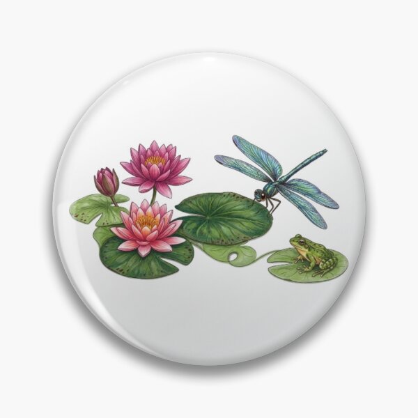 Item preview, Colorful Water Lily Ecosystem with Dragonfly and Frog designed and sold by NoriudaR.