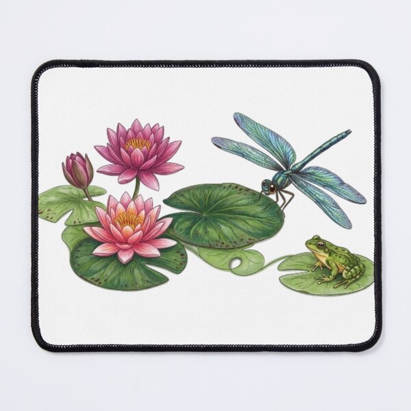 Item preview, Colorful Water Lily Ecosystem with Dragonfly and Frog designed and sold by NoriudaR.
