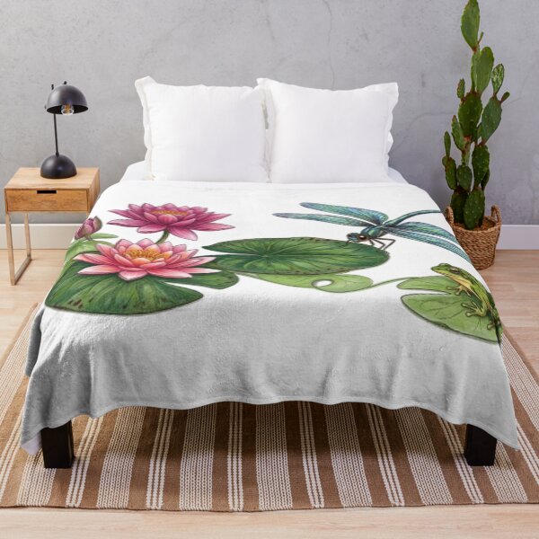 Item preview, Colorful Water Lily Ecosystem with Dragonfly and Frog designed and sold by NoriudaR.