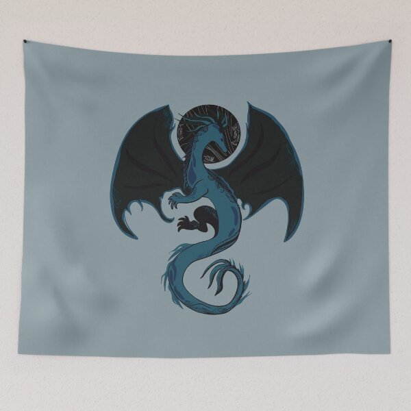 Item preview, Dark Blue Moon Dragon - Fantasy, Bookish designed and sold by Sophie Elaina Designs.
