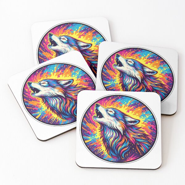 Item preview, Colorful Neon Wolf Sticker designed and sold by MiteiArt.