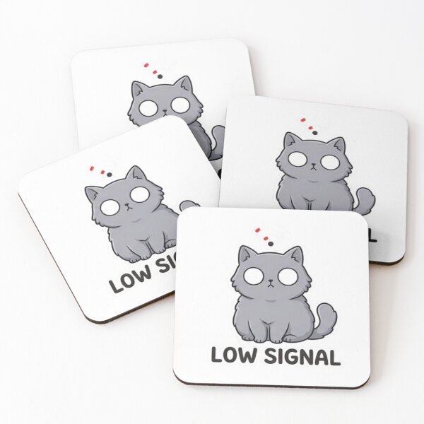 Item preview, Low Signal Cat Sticker – Brain Empty Funny Cat Meme designed and sold by Velora Design .