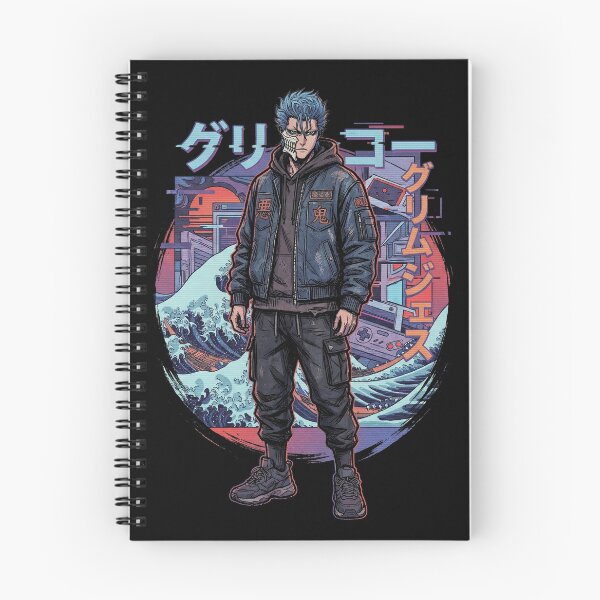 Item preview, Bleach Grimmjow Light Blue Spiky Hair Casual Vaporwave Retro Grid designed and sold by Senpaiwaves.