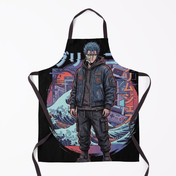 Item preview, Bleach Grimmjow Light Blue Spiky Hair Casual Vaporwave Retro Grid designed and sold by Senpaiwaves.