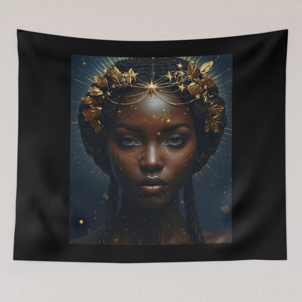 Item preview, Cosmic Afro Goddess Golden Stars designed and sold by FredyDesignHub.