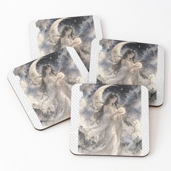 Item preview, Radiant Lunar Guardian Moon Goddess Celestial Art Illustration designed and sold by FloraDesign-228.