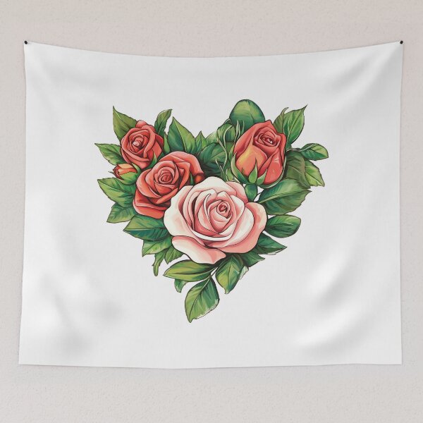 Item preview, Heart Shaped Rose Bouquet - Romantic Floral Heart Art Print designed and sold by DesignArtist.ia.