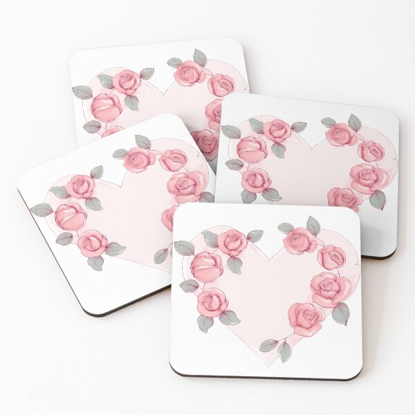 Item preview, Pink Heart Frame with Roses - Romantic Floral Heart Art Print designed and sold by DesignArtist.ia.