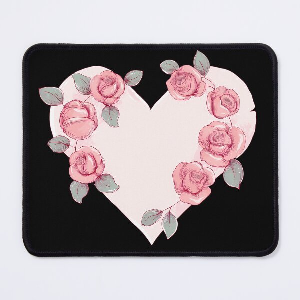 Item preview, Pink Heart Frame with Roses - Romantic Floral Heart Art Print designed and sold by DesignArtist.ia.