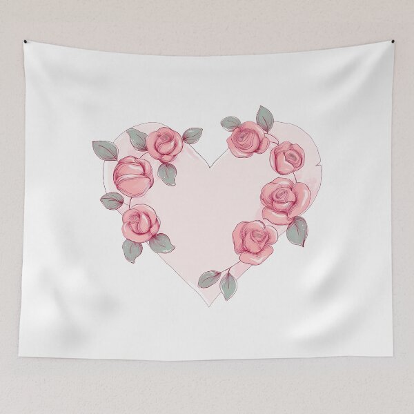 Item preview, Pink Heart Frame with Roses - Romantic Floral Heart Art Print designed and sold by DesignArtist.ia.