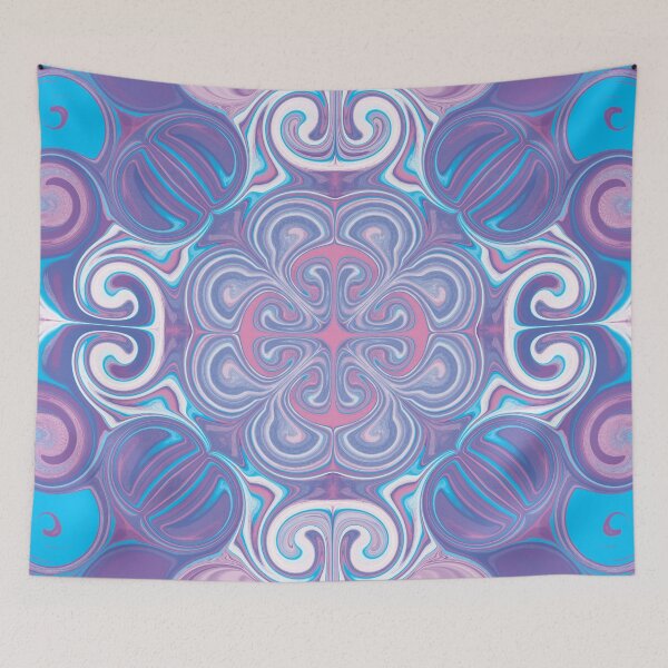 Item preview, pink and blue mandala art designed and sold by Feral Lines Studio .