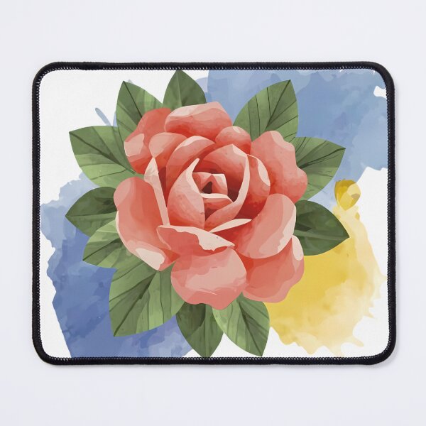 Item preview, Coral Orange Rose with Watercolor Splashes - Elegant Floral Art Print designed and sold by DesignArtist.ia.