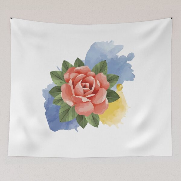 Item preview, Coral Orange Rose with Watercolor Splashes - Elegant Floral Art Print designed and sold by DesignArtist.ia.