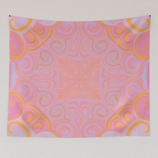 Item preview, mandala art with pastel colors designed and sold by Feral Lines Studio .