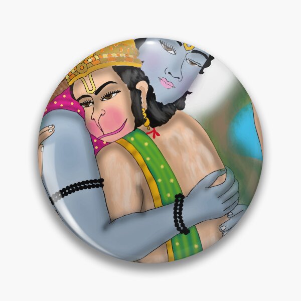 Item preview, Lord Rama and Hanuman Devotional Artwork – Sacred Hindu Bond Illustration designed and sold by Harshit_Digital_Arts.