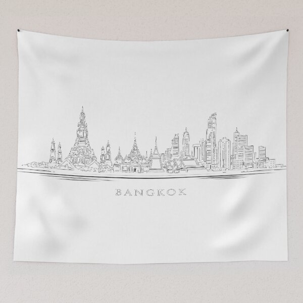 Item preview, Bangkok skyline line art illustration designed and sold by CLOUTKULT.