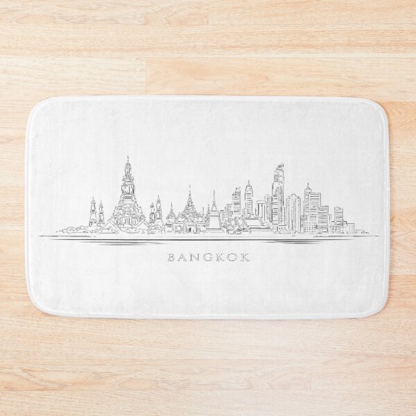 Item preview, Bangkok skyline line art illustration designed and sold by CLOUTKULT.