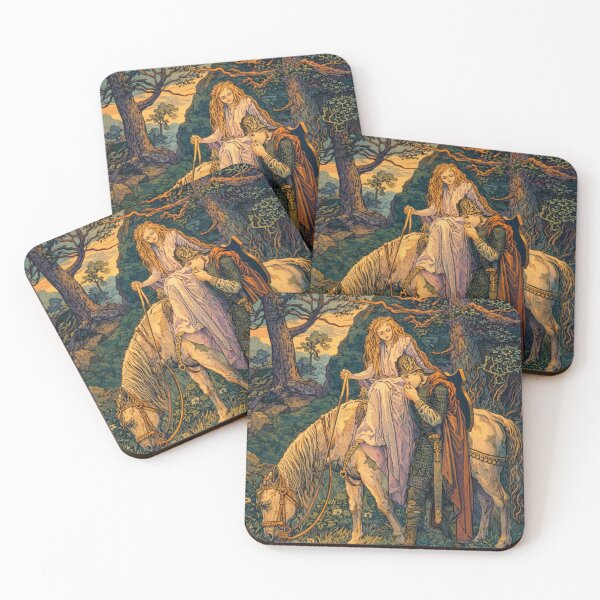 Item preview, Medieval Art Nouveau Knight & Maiden Illustration for Fantasy Lovers designed and sold by RickE.