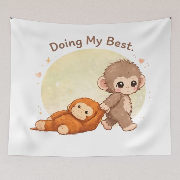 Item preview, Cute Monkey Illustration – Kawaii Baby Monkey Plush Aesthetic designed and sold by Dyan4.
