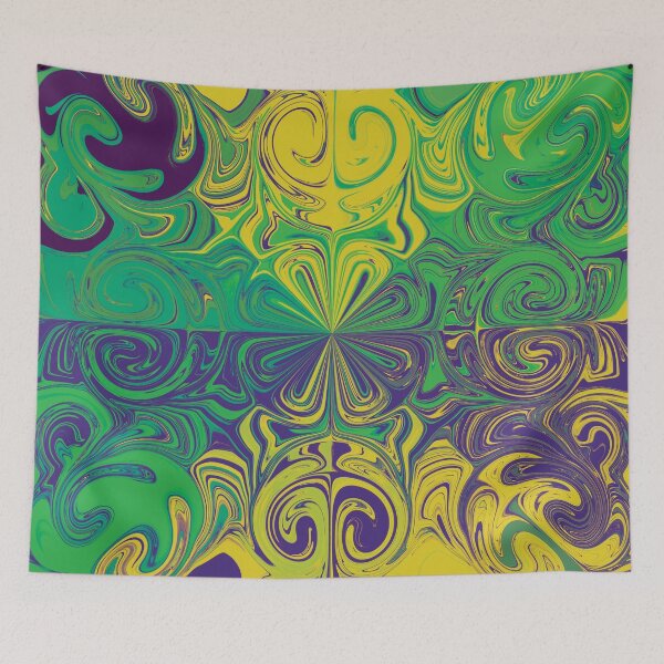 Item preview, mandala art with green and purple designed and sold by Feral Lines Studio .