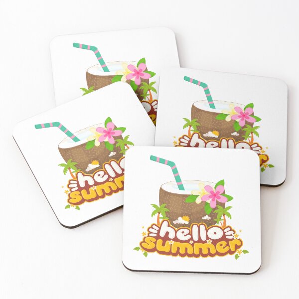 Item preview, Hello Summer Coconut Drink Tropical Vibes Illustration designed and sold by AchraffPrint.