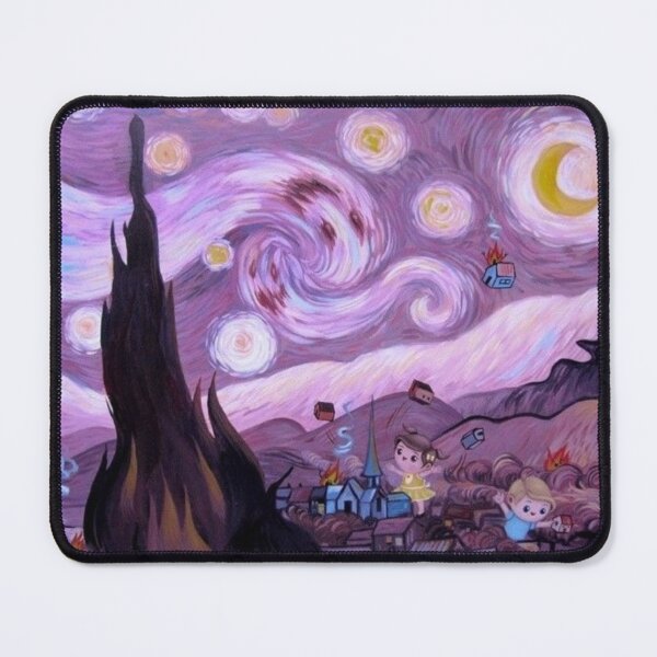 Item preview, Magical Purple Night Sky Over Fantasy Village | Dreamy Illustration Art designed and sold by Ace01st.