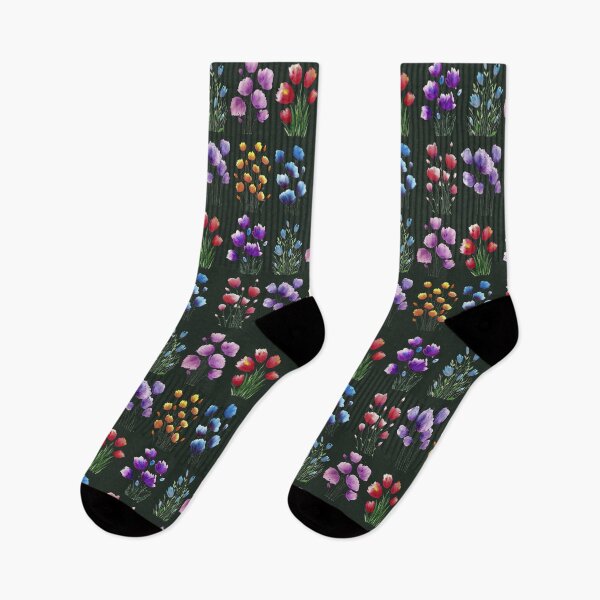 Item preview, Pattern with bouquets of flowers Dark Green background designed and sold by VitSArt.