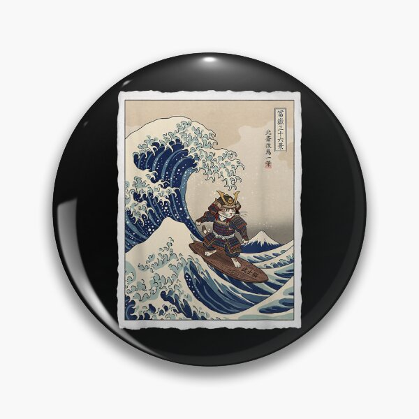 Item preview, Samurai Cat Surfing Great Wave Off Kanagawa Ukiyo-e Vintage designed and sold by phoebelevine.