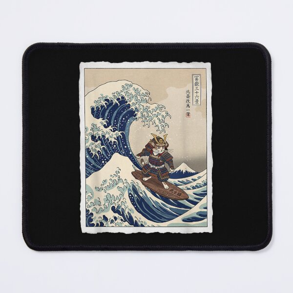 Item preview, Samurai Cat Surfing Great Wave Off Kanagawa Ukiyo-e Vintage designed and sold by phoebelevine.